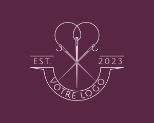 Knitting - Heart Needle Thread logo design