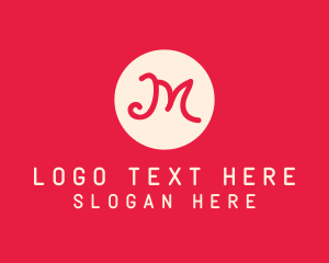 Style - Pink Handwritten Letter M logo design