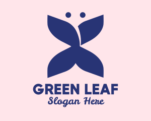 Blue Leaf Butterfly  logo design