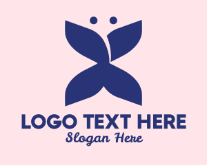 Yoga - Blue Leaf Butterfly logo design