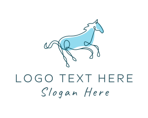 Blue Horse - Blue Wild Horse logo design