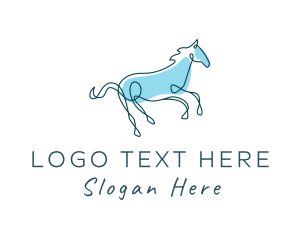 Pony - Blue Wild Horse logo design