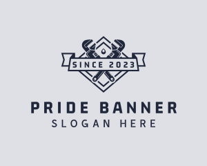 Pipe Wrench Diamond Banner logo design