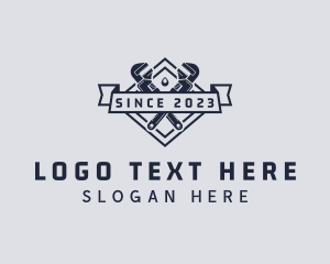 Pipe Wrench - Pipe Wrench Diamond Banner logo design