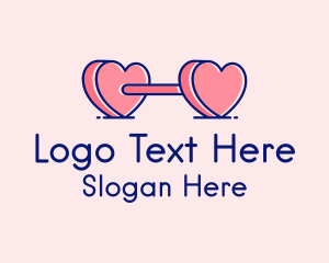Dumbbells - Heart Love Weights logo design