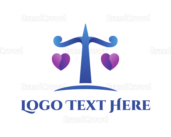 Legal Heart Marriage Scales Logo
