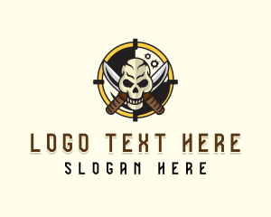 Mercenary - Knife Combat Skull logo design