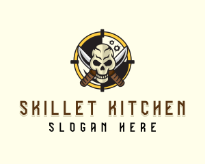 Knife Combat Skull Logo