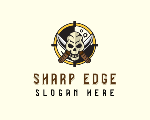 Knife Combat Skull logo design