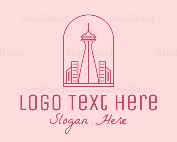 Pink Space Needle Outline Logo