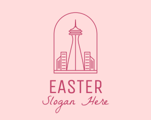 Pink Space Needle Outline  Logo