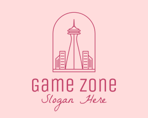 Pink Space Needle Outline  Logo