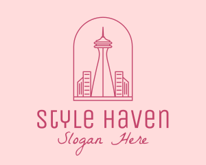 Pink Space Needle Outline  Logo