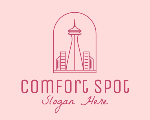 Pink Space Needle Outline  logo design