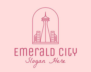 Seattle - Pink Space Needle Outline logo design