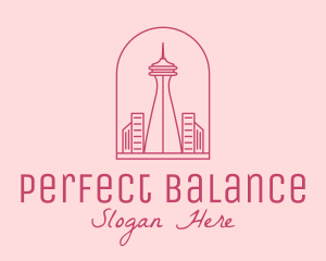 Symmetry - Pink Space Needle Outline logo design