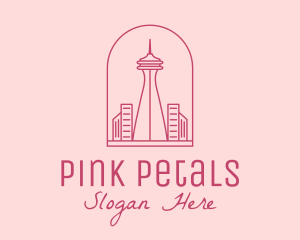 Pink Space Needle Outline  logo design