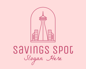 Pink Space Needle Outline  logo design