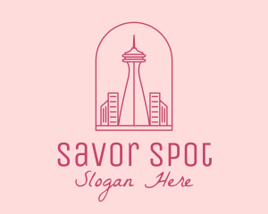 Pink Space Needle Outline  logo design