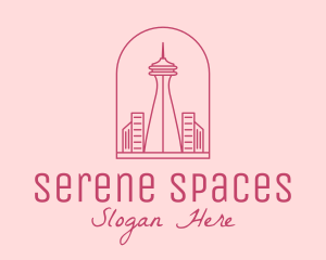 Pink Space Needle Outline  logo design