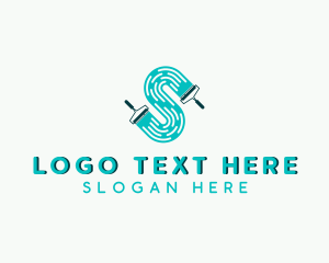 Refurbish - Handyman Paint Roller Letter S logo design