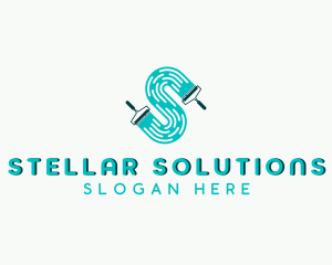 Handyman Paint Roller Letter S logo design