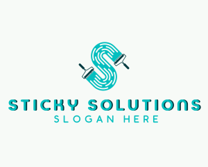 Handyman Paint Roller Letter S logo design