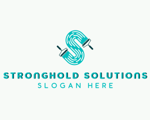 Handyman Paint Roller Letter S logo design