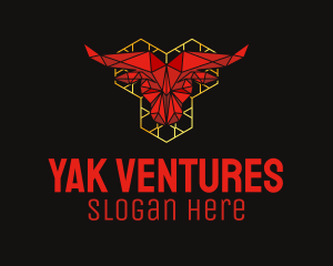 Yak - Modern Ox Head Ruby logo design