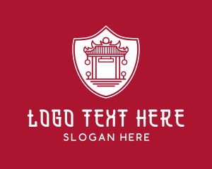 Defend - Asian Temple Shield logo design