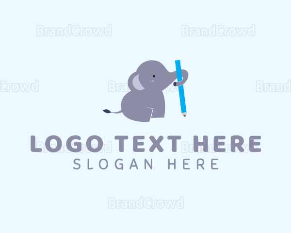 Cute Elephant Pencil Logo