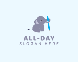 Cute Elephant Pencil  Logo