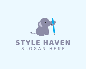 Baby Elephant - Cute Elephant Pencil logo design