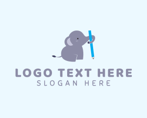 Writer - Cute Elephant Pencil logo design