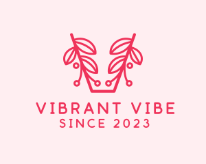 Pink Plant Letter V logo design