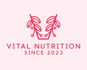 Pink Plant Letter V logo design