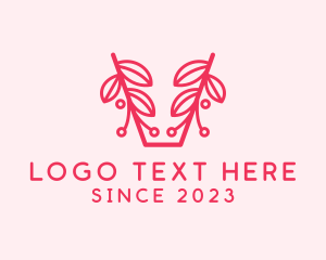 Ecology - Pink Plant Letter V logo design