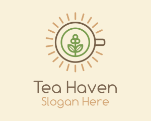 Teacup - Monoline Berry Sun Teahouse logo design