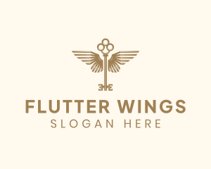 Antique Key Butterfly Wings logo design