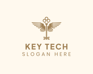 Antique Key Butterfly Wings logo design