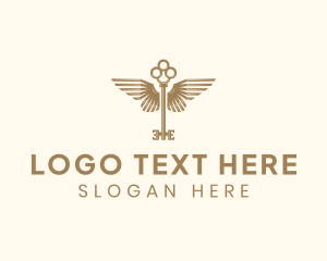 Antique - Antique Key Butterfly Wings logo design