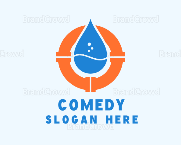 Water Droplet Plumbing Pipe Logo