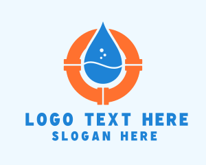 Water Supply - Water Droplet Plumbing Pipe logo design