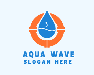 Water Droplet Plumbing Pipe logo design