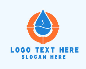 Water Droplet Plumbing Pipe Logo