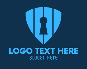 Defense - Blue Keyhole Shield logo design