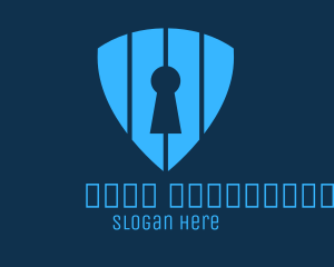 Antivirus - Blue Keyhole Shield logo design