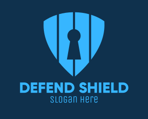 Defend - Blue Keyhole Shield logo design