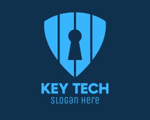 Blue Keyhole Shield logo design