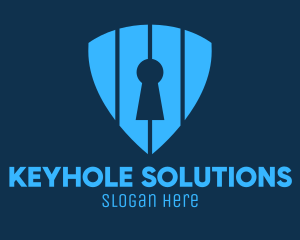 Keyhole - Blue Keyhole Shield logo design